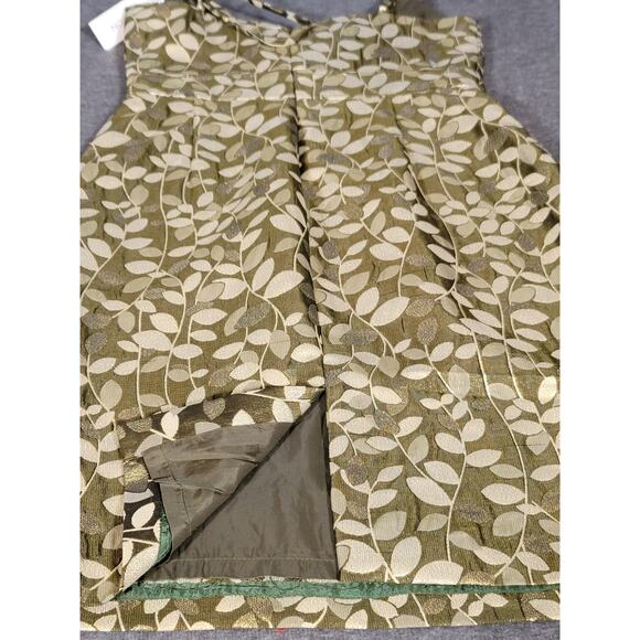 Maggy London Green & Gold Brocade Cocktail Dress Sleeveless Women’s Size 8 NWT - Picture 7 of 16